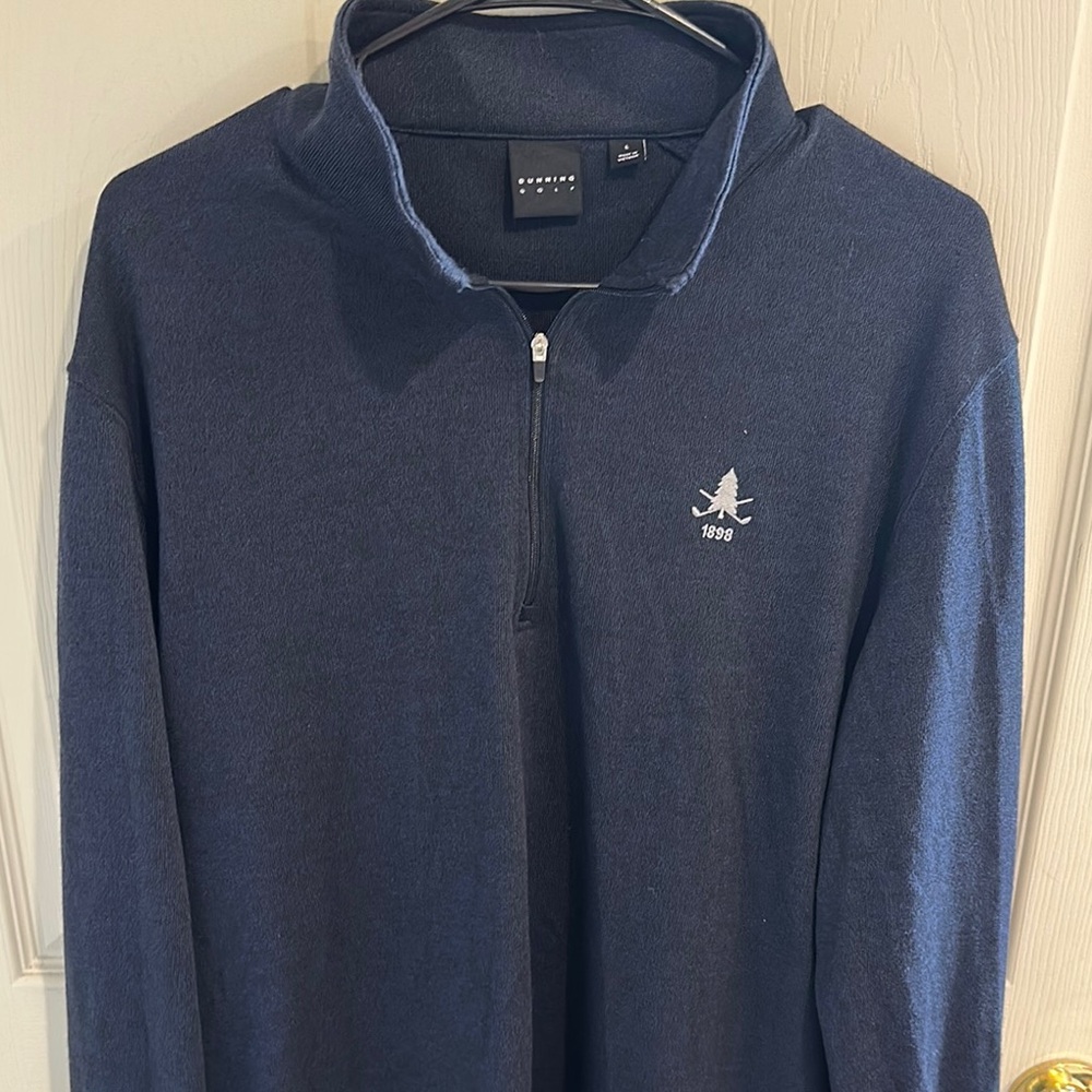 Blue Zip Up Sweater with White Trim and Kangol Logo